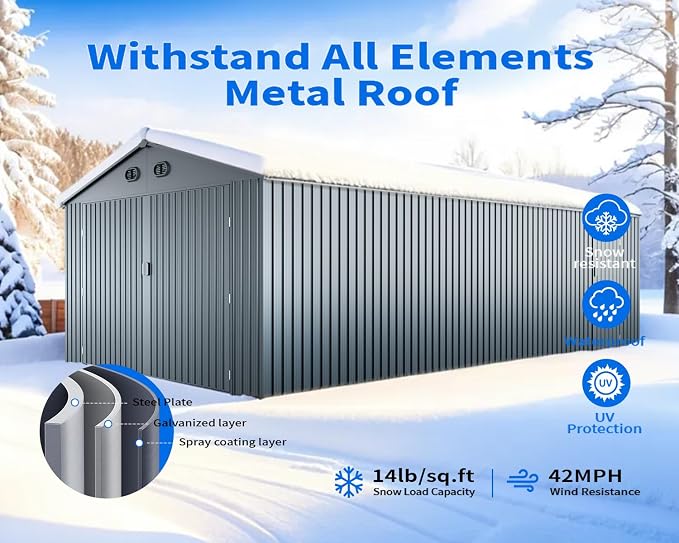 10x20 Metal Shed, Metal Garage Building - Image 7