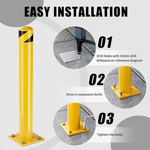 Safety Bollard Post, 48 Inch Height Steel Bollards, 4.5 Inch Diameter Parking - Image 4