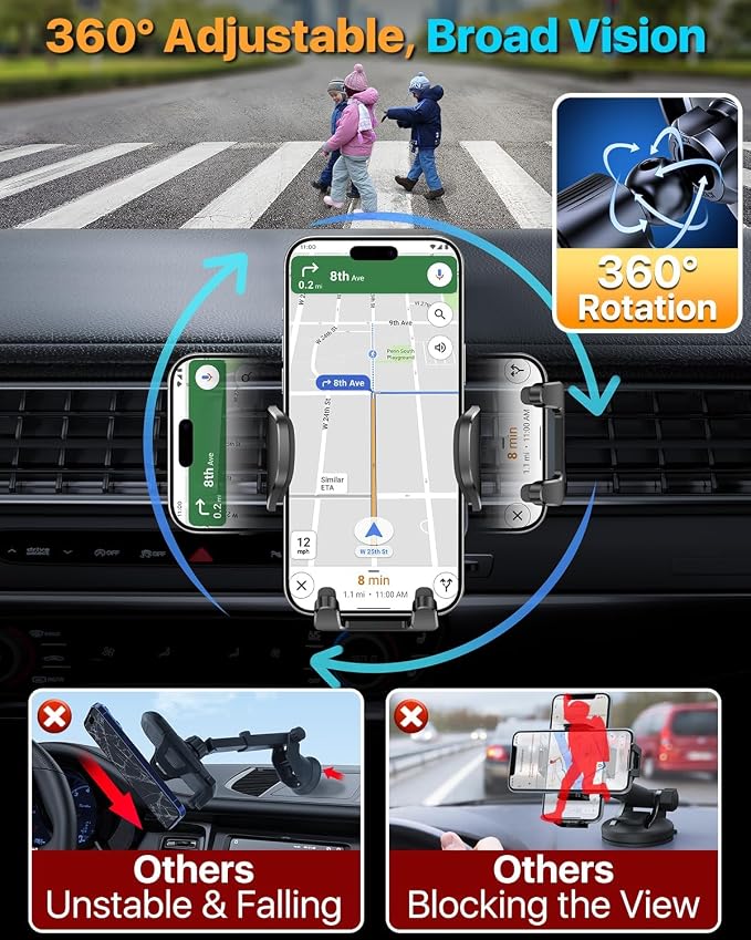 HTU 【Military-Grade】 Car Phone Holder, 【Strongest & Longest Steel-Hook】 Car - Image 5