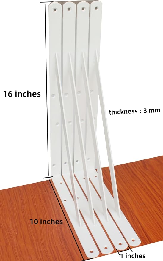 12 Pack L16 x H 10" White Heavy Duty Shelf Brackets - Image 2