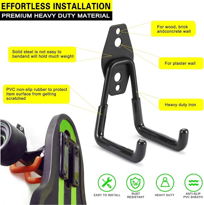 4 Pack Heavy Duty Garage Hooks Storage Organizer Wall Mount Power and Garden - Image 2
