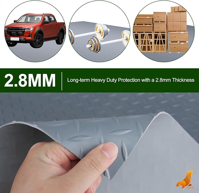 SEAL 5 x 8 Ft Premium Garage Floor Mat, Solid 2.8mm Thick Gray Commercial Grade - Image 3