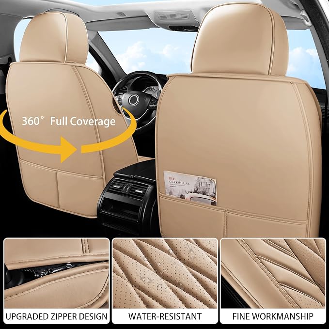 WELLDO Car Seat Covers Front Seats, Leather Seat Covers - Image 2