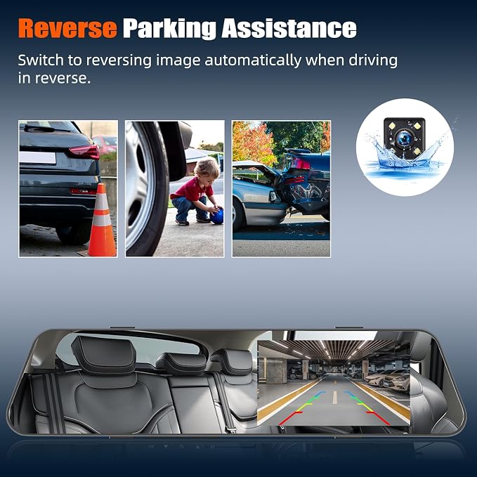 Mirror Dash Cam for Cars, 4.5 Inch Rear View Mirror 1080P Front and Rear View - Image 5