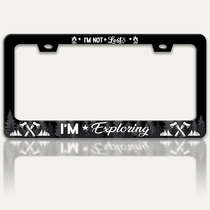 I'm Not Lost I'm Exploring License Plate Frame Adventure Forest License Plate by RTINRAN