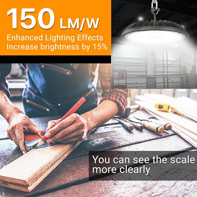 200W 4 Pack LED High Bay Light 30000 lm, 5000K UFO High Bay Led Shop Lights ETL - Image 2