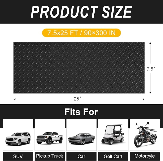 7.5x25 FT Garage Floor Mat, 2.8mm Thickened Flooring Roll - Image 2