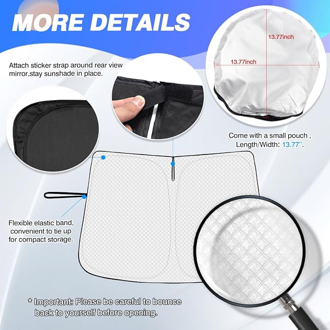Windshield Sun Shade for 2013-2019 Ford Escape Accessories Thicken 6-Layer - Image 5