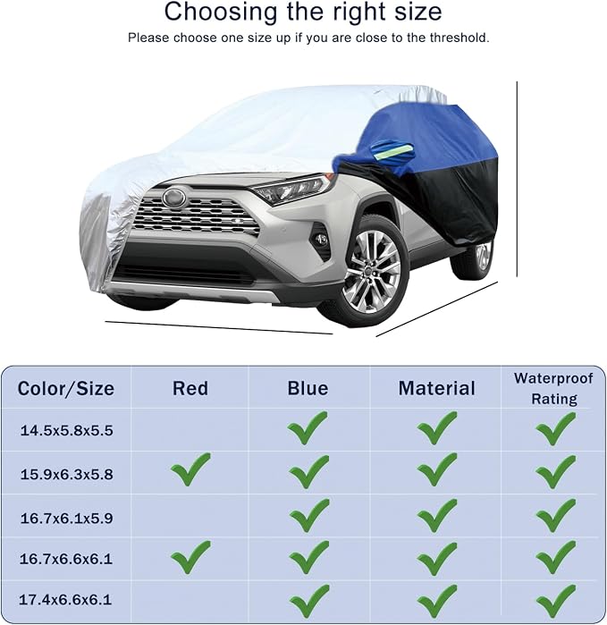 Car Cover for SUV Waterproof All Weather Snowproof UV Windproof Outdoor Full - Image 8