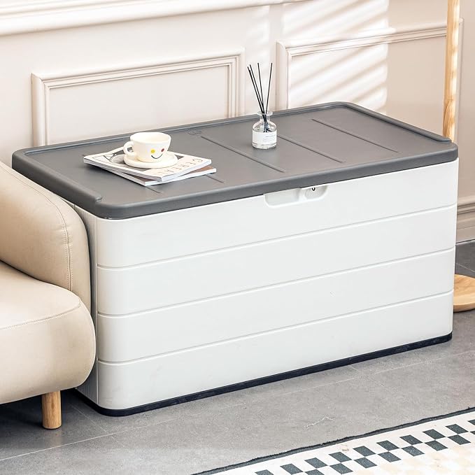 100 Gallon Plus Resin Deck Box, Waterproof Outdoor Storage Bin - Image 6