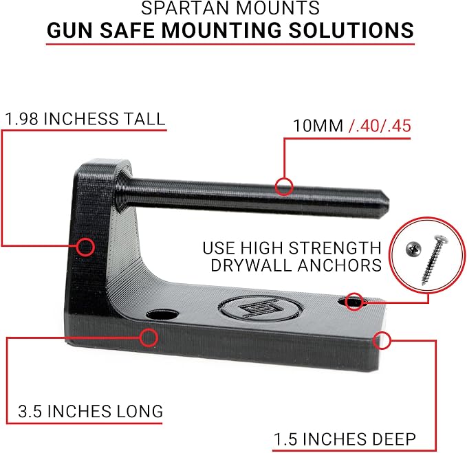 Spartan Mounts Universal Pistol Revolver Wall Mount | Display Hook Adapter Bore - Image 2