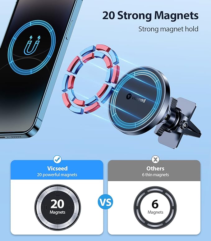 VICSEED for MagSafe Car Mount Magnetic Phone Holder for Car Vent 360 Adjustable - Image 2