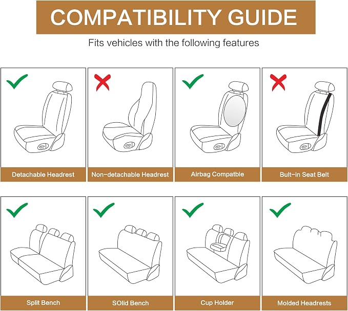 Pariitadin Leather Car Seat Covers Full Pair, Waterproof Faux Leather Seat - Image 7