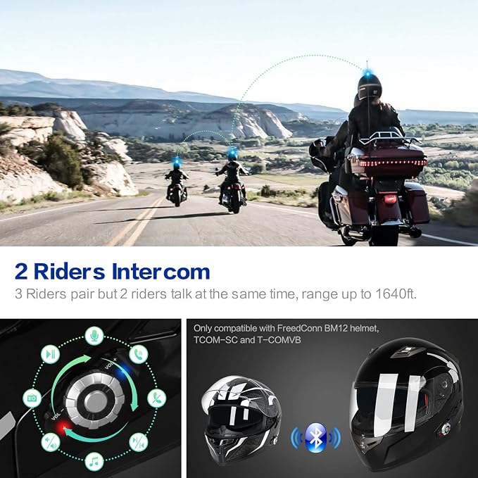FreedConn BM2-S Bluetooth Motorcycle Helmet, Flip-Up Modular Motorbike Helmet - Image 5