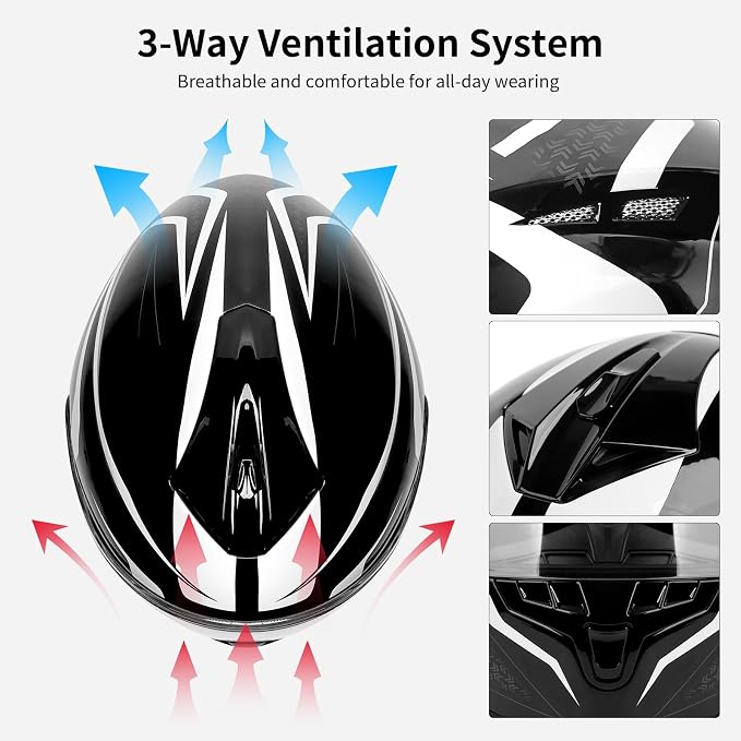 Full Face FreedConn Motorcycle Helmet Bluetooth 5.0 Integrated 2 Way Intercom - Image 2