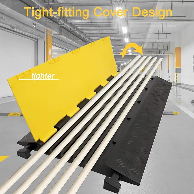 CXRCY 5 Channel Cable Protectors Ramp, 18000lbs Capacity Heavy Duty Rubber - Image 4