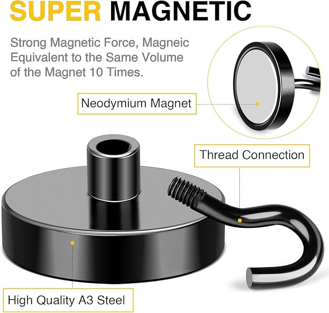 DIYMAG Black Magnetic Hooks, 118 LB Heavy Duty Strong Magnets - Image 5