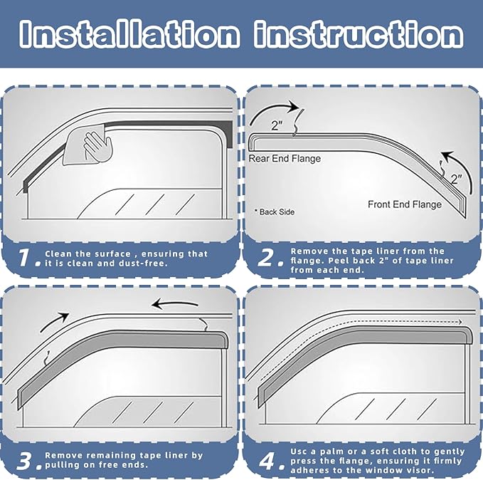Window Visors Rain Guards fits 2011-2023 C-hrysler 300, Out-Channel Window Wind - Image 5