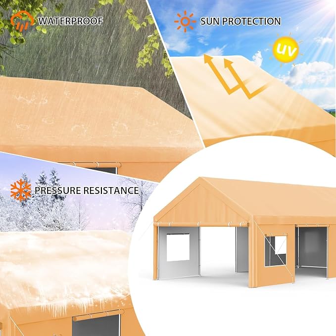 Heavy Duty Carport 13x25 FT Oversized Portable Garage - Image 3