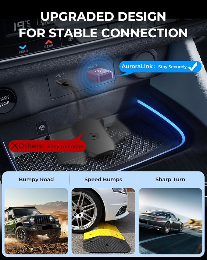 AuroraLink Wireless Carplay & Android Auto Wireless Adapter 2-in-1 Fast & - Image 3