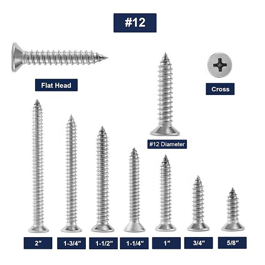 #12 x 5/8" Wood Screw 100Pcs 18-8 Stainless Steel Screws Flat Head Phillips - Image 3