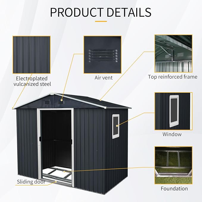 8x4 FT Outdoor Storage Shed, Metal Shed - Image 5