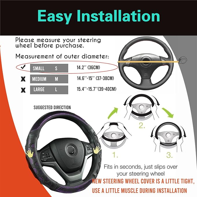 PINCTROT Small Size Steering Wheel Cover Great Grip - Image 6
