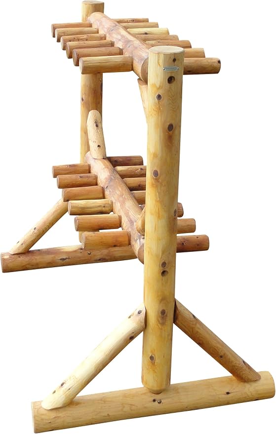 11-Place Freestanding Log Ski Rack Holder, Indoor & Outdoor Snowboard Racks - Image 4