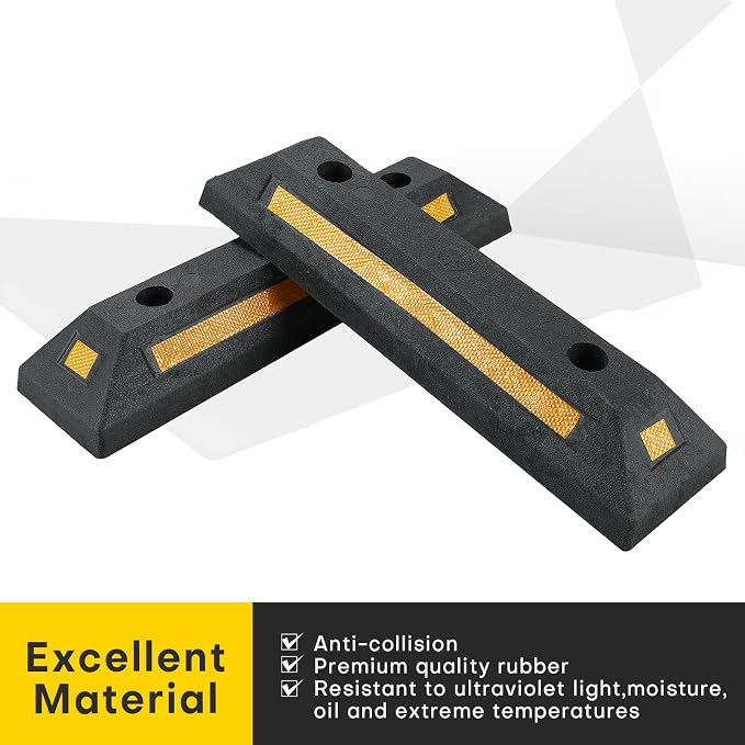 4 Pack Rubber Parking Guide Blocks | Heavy Duty Black Parking Blocks Parking - Image 3