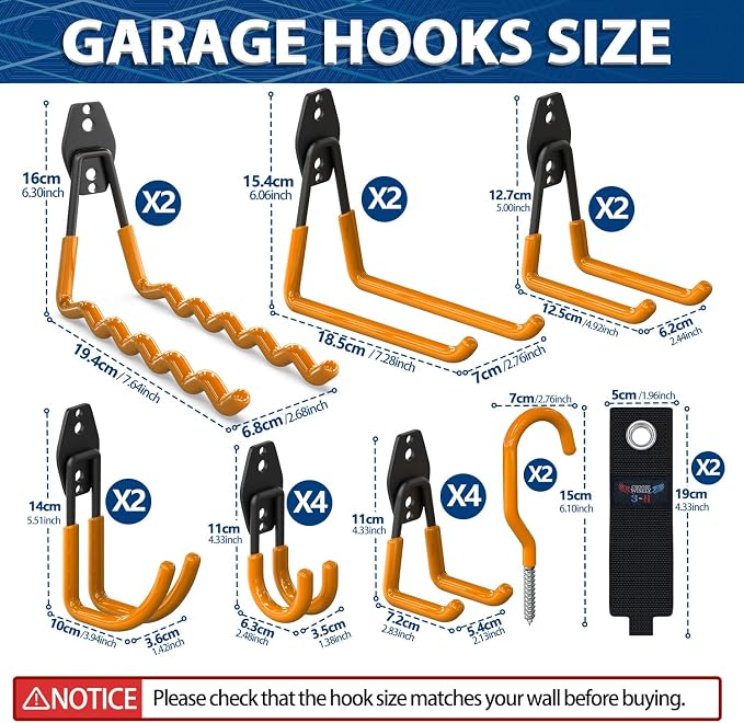 3-H Garage Wall Hooks 20 Pack, Garage Hooks Heavy Duty - Image 3