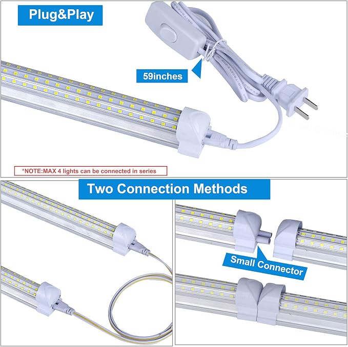 4FT LED Shop Light, 65W 5000K Daylight White 7500LM Super Bright T8 Integrated - Image 5