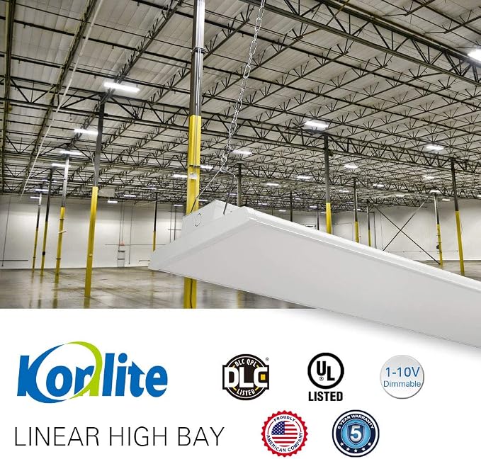 2 Pack Linear LED Bay Ceiling Shop Light - 2 Ft - 105W 5000K 1-10V Dimming - Image 2