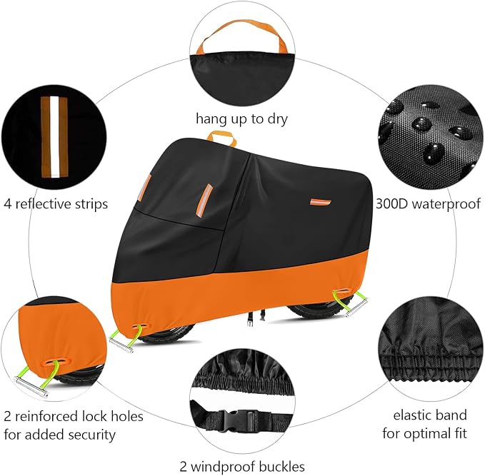 Large Motorcycle Cover Heavy Duty Motorcycle Tarp All Season Durable Waterproof - Image 3