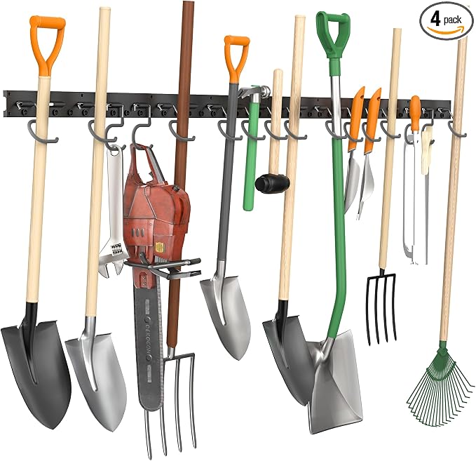 TORACK Plastic Wall Mounted Mop and Broom Holder, Garden Tools Organizer by TORACK