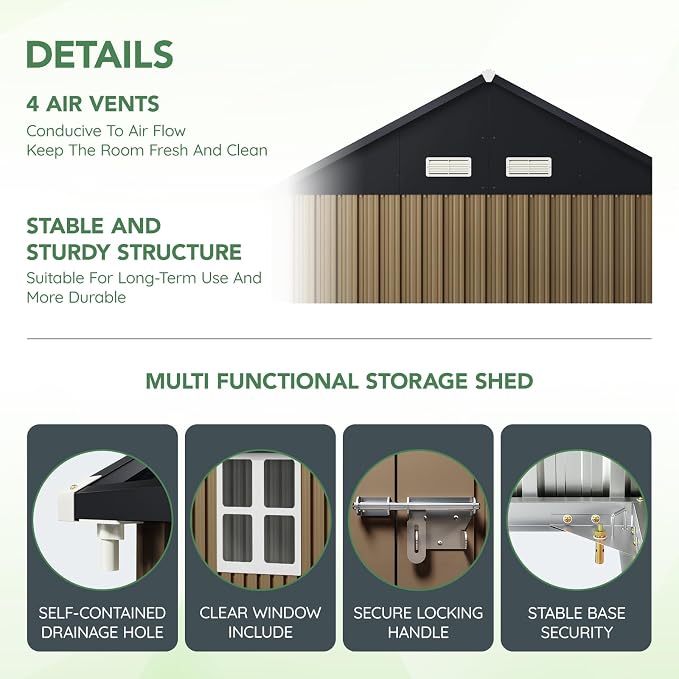 10X8FT Outdoor Steel Storage Shed - Image 3