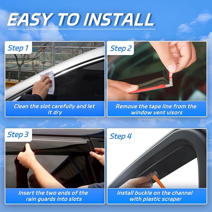 4pcs in-Channel Rain Guards Fit - Image 6