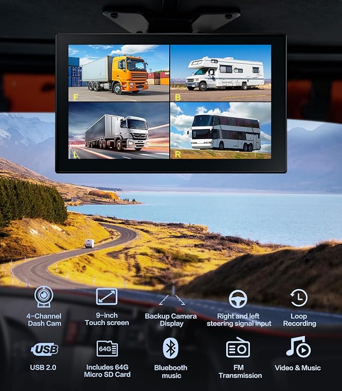 4 Channel 1080p Backup Camera Dash Cam - Image 2