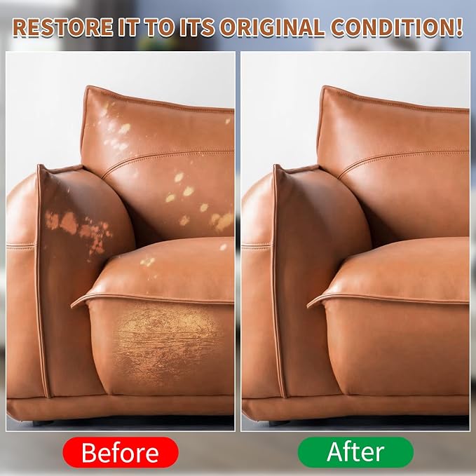 Light Brown Leather Recoloring Balm, Leather Couch Scratch/Stain Remover - Image 4