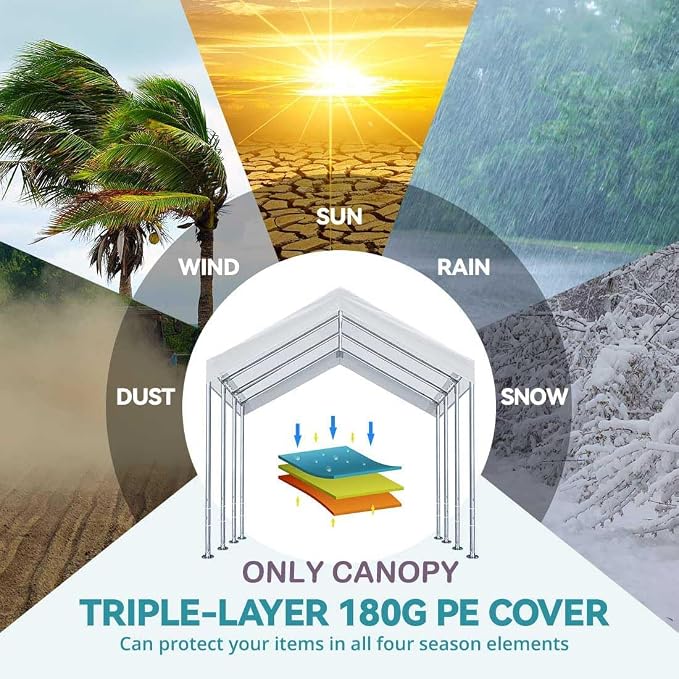10'x20' Upgraded Carport Replacement Top Canopy Cover - Image 6