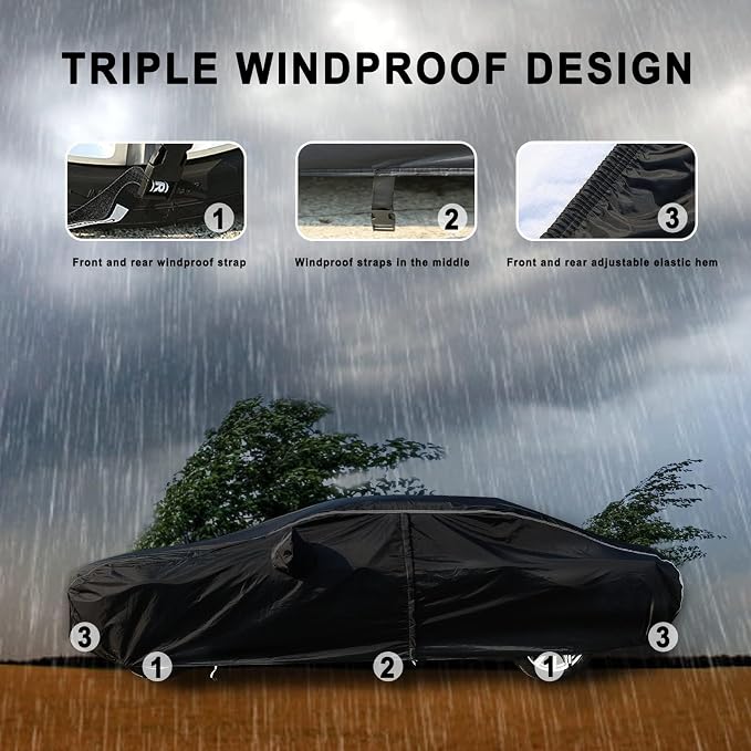 Tecoom Car Cover Waterproof All Weather, Car Covers - Image 5
