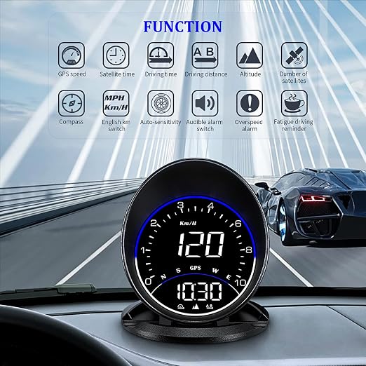 Auto GPS Speedometer G6, Car HUD Head Up Display HD Display, Overspeed Alarm - Image 3