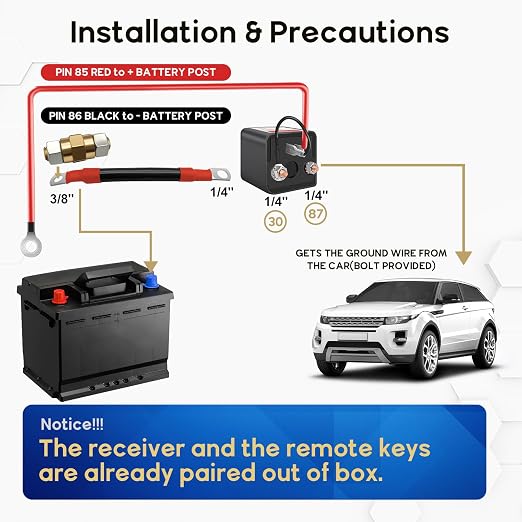 Side Post Remote Battery Disconnect Switch 12V 200A/1000A, Wireless Remote - Image 3