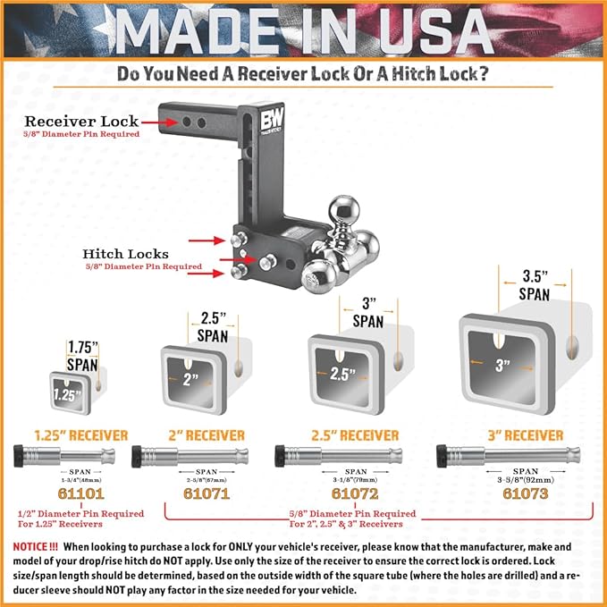 61672 | 3 Pack, Keyed Alike, Receiver Locks - Image 4