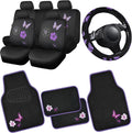 CAR PASS Universal Cloth Butterfly Car Seat Covers Full Set, Embroidered Flower by CARPASS