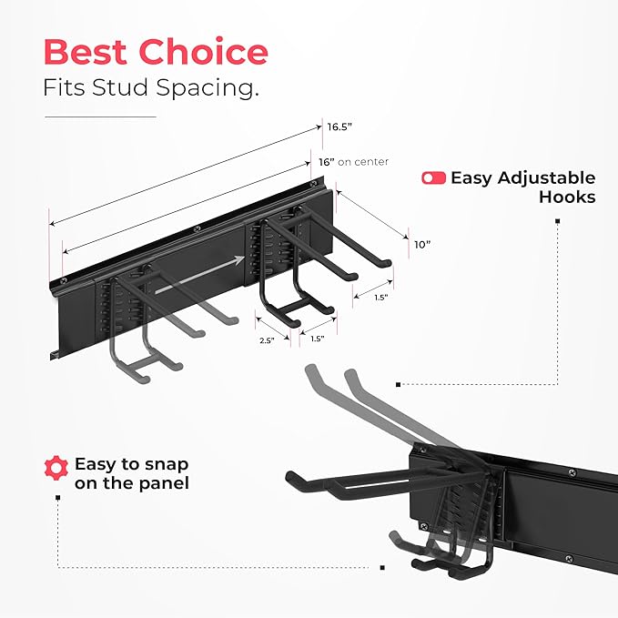 Garage Wall Organizer | 32" Heavy-Duty Tool Storage Rack | Adjustable - Image 2