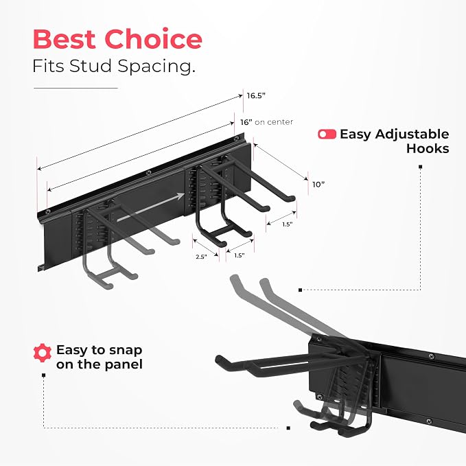 Garage Wall Organizer | 80" Heavy-Duty Tool Storage Rack | Adjustable - Image 3