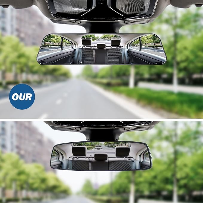 JOYTUTUS Rearview Mirror, 2 pack 12 Inch Panoramic Interior Clip-on Wide Angle - Image 2