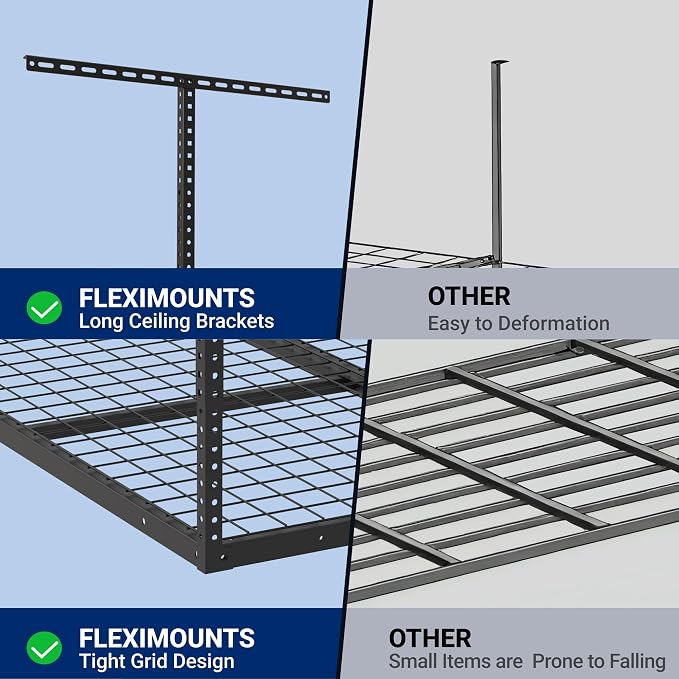 FLEXIMOUNTS 4x4 Overhead Garage Storage Rack, Adjustable Organization System - Image 3