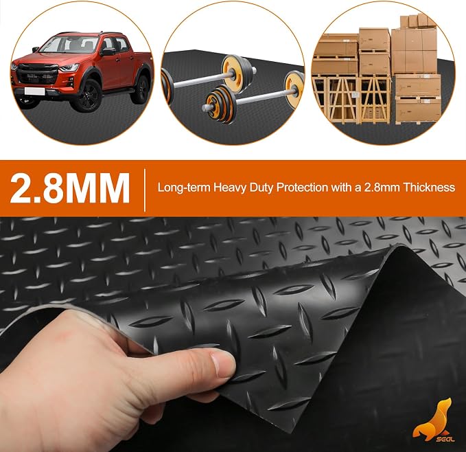 SEAL 4 x 10 Ft Premium Garage Floor Mat, Solid 2.8mm Thickened Black Commercial - Image 2