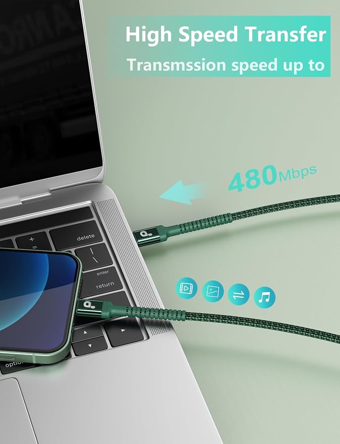 USB C Cable 6FT, iPhone 16 15 Charger Cable Long Type C Cord Nylon Braided - Image 4